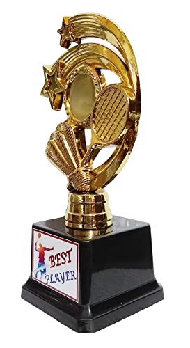 Victory Badminton Trophy || Best Badminton Player Trophy- Set of 2(Golden, 7.25")