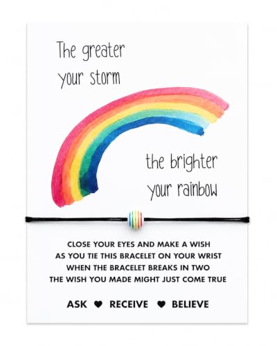 Image of The greater your storm the brighter your rainbow wish string bracelet