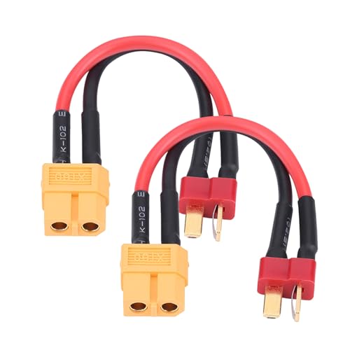 Beufee 2PCS T Plug Male to XT60 Female Extension Cable, 10cm 14AWG Silicone Wire Connector Adapter RC Accessory ?