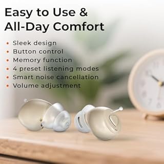 OTC Hearing Aids, Rechargeable Hearing Aids for Seniors with 4 Listening Program, Crystal-Clear Natural Sound, Advanced Noise Cancellation, Easy Setup