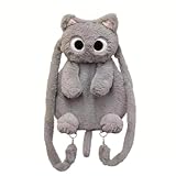 Osmanthus bloom Plush Backpack,Cat Bag,Animal Backpack,Cute Cartoon backpack,Plush Bag (C-Gray Cat)