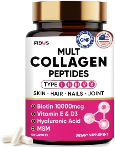 Multi Collagen Peptides Capsules - Collagen for Women with Biotin...