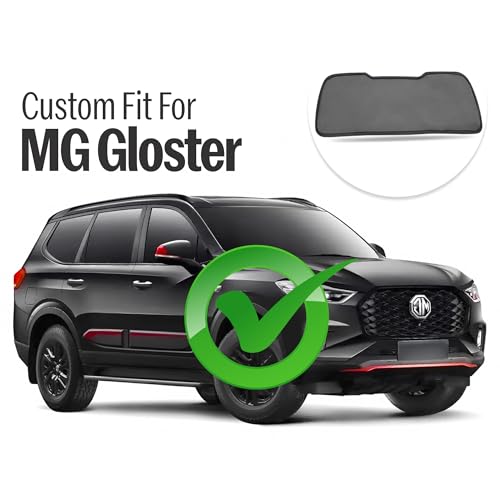 Image of Autofact Dicky Curtain for Gloster | Custom Fit Rear Windshield Sunshade | Foldable Mesh | Privacy & Cooling Car Accessory | Car Rear Sun Shade UV Block Easy Install Durable Black Mesh