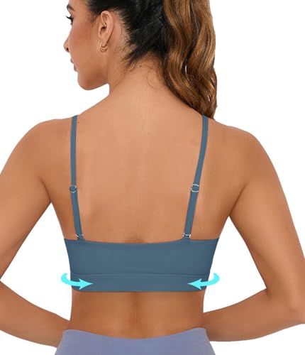 Image of Comper Sports Bra for Women Wirefree Racerback Workout Bras Sexy Thin Straps Yoga Sport Bras with Removable Pads