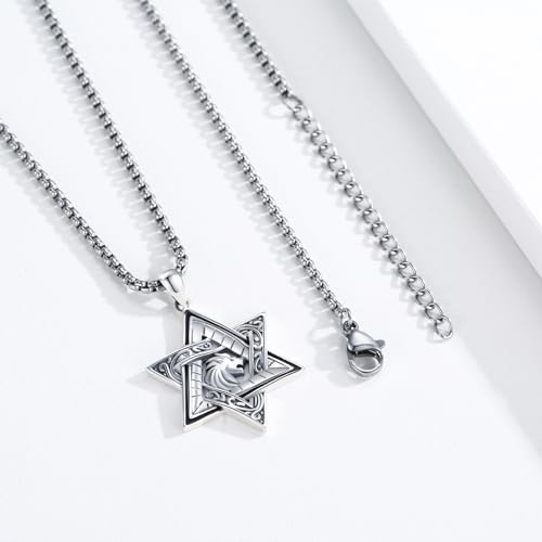 Star of David Necklace 925 Sterling Silver Jewish Star Pendant Necklaces Jewelry for Men Women With 316L Stainless Steel Chain and Gifts Box2