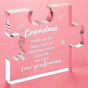 Funnli Grandma Gifts Acrylic Plaque with Sayings – Anniversary Mothers Day Birthday Gifts for Grandma from Grandchildren – 3.35 x 2.76 Inch Desk Decorations