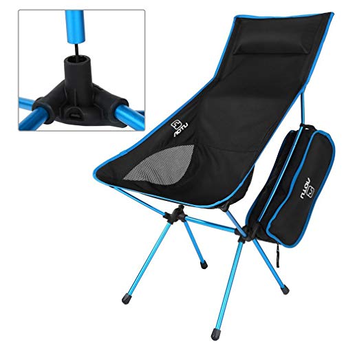 U-HOME Silla de Camping Plegable, Aluminio Ultraligero Sillas Plegables con Bolsa de Transporte Silla de Camping Plegable para Mochila, Senderismo, Camping (Update/Azul)