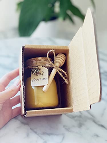 Bekker's Candles Beeswax Jar Candle 100 Percent Pure Beeswax In Glass Container 30 Hours Light Honey Aroma 7 Oz, Yellow #TOP3