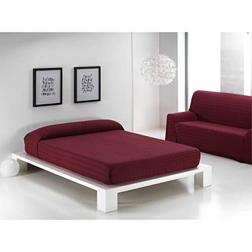 Miniatura 3 de Home Mercury - Colcha Multiusos Sofa, Cubrecama, Jarapas, Manta Foulard, Plaid Para Cama, Cubresofa, Cómoda Practica Y Suave. Poliéster Algodón. 230x260cm, Cuadro Granate