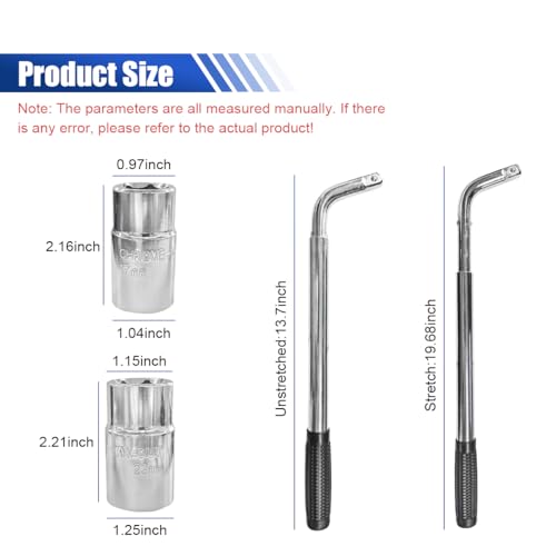 Image of Universal Telescoping Wheel Lug Wrench, Extendable Car Wheel Nut Remover with Standard CR-V Sockets (17mm 19mm 21mm 23mm), Labor Saving Wheel Wrench, Tire Repair Tool Set for Car Truck Van Caravan