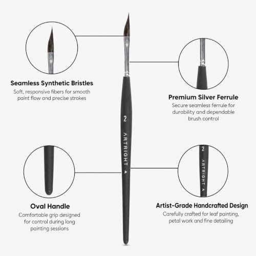 Image of wood Leaf & Petal Paint Brushes Set of 3 (#0, #1 & #2) with Seamless Synthetic Bristles - 3 Premium Artists' Liner Painting Brushes Inc Dagger Brush for Acrylic Painting, Oil Painting & More