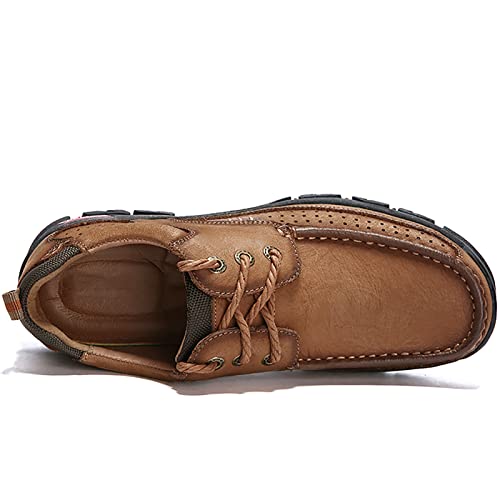 Image of COSIDRAM Men Walking Leather Shoes Sneakers Luxury Casual Slip On Loafers | Durable genuine leather upper, rugged non-slip outsole, suitable for outdoor hiking and daily casual commuting