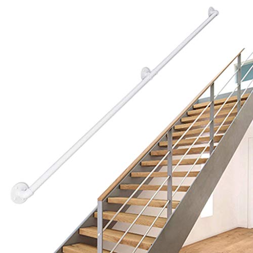 Pasamanos for Escaleras moderna soportes del juego, moderna Barandilla Barandilla Kit de soporte del riel blanca de hierro forjado interior y exterior Corredor del ático restaurante Barandilla Barandi