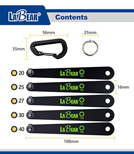 Labear Torx 5-Piece Ultra Low Profile Offset Screwdriver Set, Star, 90 Degree Straight Slim Plate For Tight Area, T20, T25, T27, T30 & T40 #TOP1