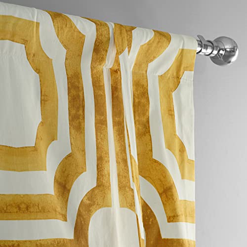 Image of HPD Half Price Drapes Room Darkening Tie Up Curtains 46 X 63 Inch Mecca Printed Cotton Window Roll Up Balloon Curtain for Living Room, Kitchen PRTW-TUD23C-63 (1 Panel),Mecca Gold