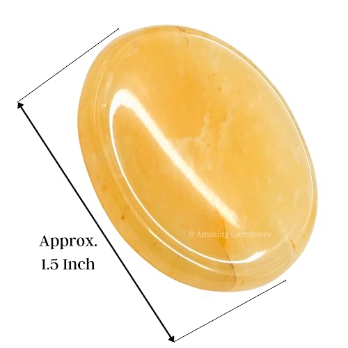 Image of Amazing Gemstone Yellow Aventurine Worry Stone Crystals and Healing Stones - Worry Stones for Stress Relief Gifts - Piedra Crystal Fidget for Meditation - Unique Stocking Stuffers and Birthday Gifts