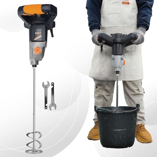 MAXXT 1400W Rührwerk mit 2-Gang-Getriebe & Sanftanlauf | M14 Rühreraufnahme | Dauerleistungsmotor | Inkl. 140mm Rührquirl + 2 Schlüssel | Leerlaufdrehzahl 0-480/800 U/min | 220-240V 50Hz