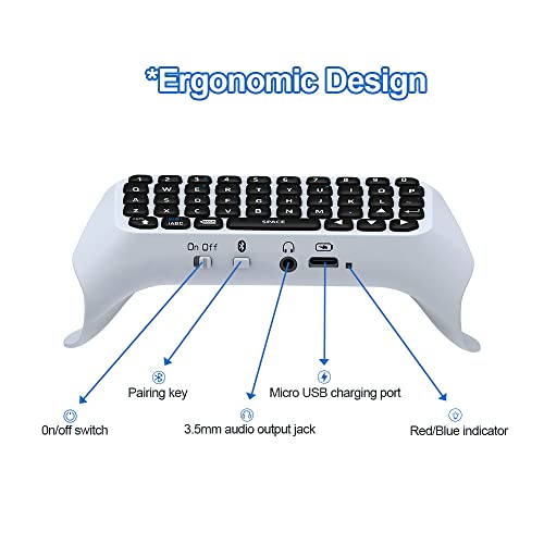 Cnll Teclado de controle sem fio para PS5, 3.0 mini gamepad portátil chatpad com alto-falante embuti
