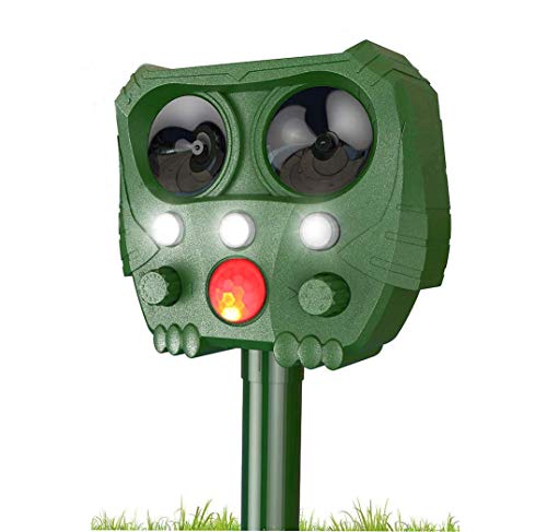 動物撃退器 害獣撃退 超音波 ソーラー充電 超音波 強力フラッシュライト 赤外線センサー 猫除け 鳥除け 犬除け 蛇除け ネズミよけカラス退治 電池給電&USB充電 防水 鳥獣対策