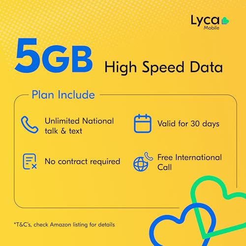 Image of Lyca Mobile USA Prepaid 5G /4G SIM Card | $19 Plan | Unlimited Talk, Text & Data | 5GB High Speed Data (5GB Hotspot) | 30 Days