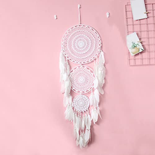 Dream Catcher Boho Extra Grande con Macramé y Plumas Blancas para Decoración de Pared 4
