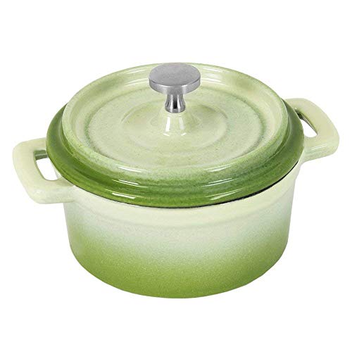 Cocotte redonda. Cazuela de hierro fundido con pomo de acero inoxidable. 10 cm, ideal para servir. Varios colores. (Bambú)