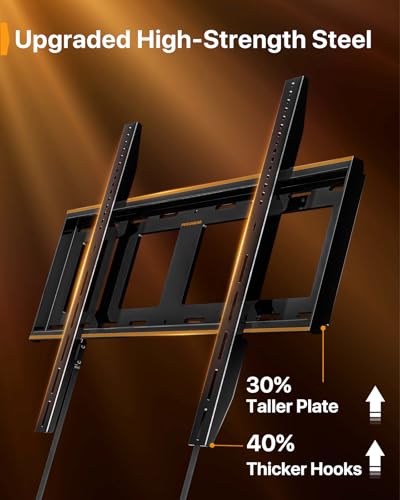 Image of Perlegear Heavy Duty Fixed TV Wall Mount for 42 inch-115 inch TVs up to 225 lbs, Low Profile TV Mount Fits 16 inch, 24 inch, 32 inch Studs, One-Piece Bracket with Magnetic Pull Tabs, Max VESA 800x600mm