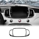 KUNGKIC Für Fiat 500 Abarth 595/695 2016-2024 Fiat 500E 2016-2019 Auto Mittelkonsole Navigation Bildschirm Panel Rahmen Schwarz HartKohlefaser Aufkleber Dekorative Innenbereich Zubehör