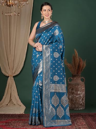 Image of AKHILAM Women's Georgette Embellished Designer Saree With Unstitched Blouse Piece