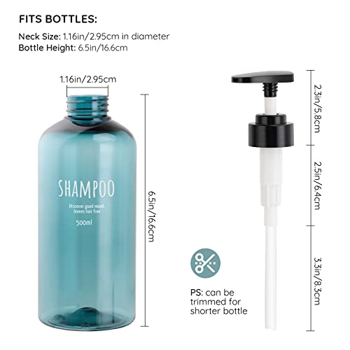 Image of Shampoo Bottles with 2 Extra Pumps, Segbeauty 3pcs 16.9oz Bathroom Shampoo and Conditioner Dispenser with Funnel, 500ml Empty Plastic Refillable Shampoo Bottles for Shower, Large Pump Bottles Blue