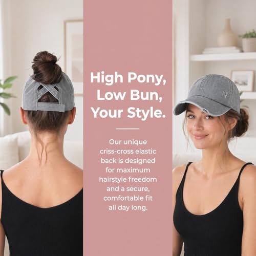 Gorra vintage para mujer con abertura para coleta miniatura 4