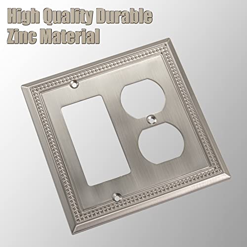 Image of Henne Bery Sunken Pearls Heavy Duty Decorative Wall Plate Switch Plate Outlet Cover (Decorator /Duplex, Satin Nickel)