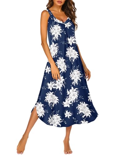 Image of Ekouaer Womens Sleeveless Nightgown Full Slip Nightshirt Long Nightwear Full Length Loungewear Tank Nightdress S-2XL