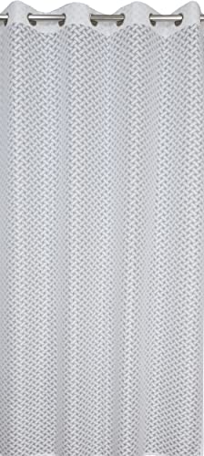 Image of Sheer Net Semi Transparent Home Decor Curtains for Living Room, Balcony Doors and Windows Panel, Parda, Eyelets Hanging, White Criss-Cross, 4 x 5 Feet, Pack of 2