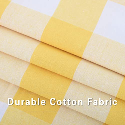 Buffalo Check Window Curtains 80 Inches Long Living Room Cotton Curtain Panels Bedroom Plaid Gingham Farmhouse Decor Drapes Curtains Rod Pocket Kitchen Bathroom Basement 2 Panels Yellow White 52"X80" #TOP2