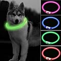 Easing LED Dog Collar,USB Rechargeable Adjustable Cut to Size Ultra Bright Colours Glow Light Collar for Dogs USB Rechargeable Lithium Battery Night Visibility & Safety (Green)