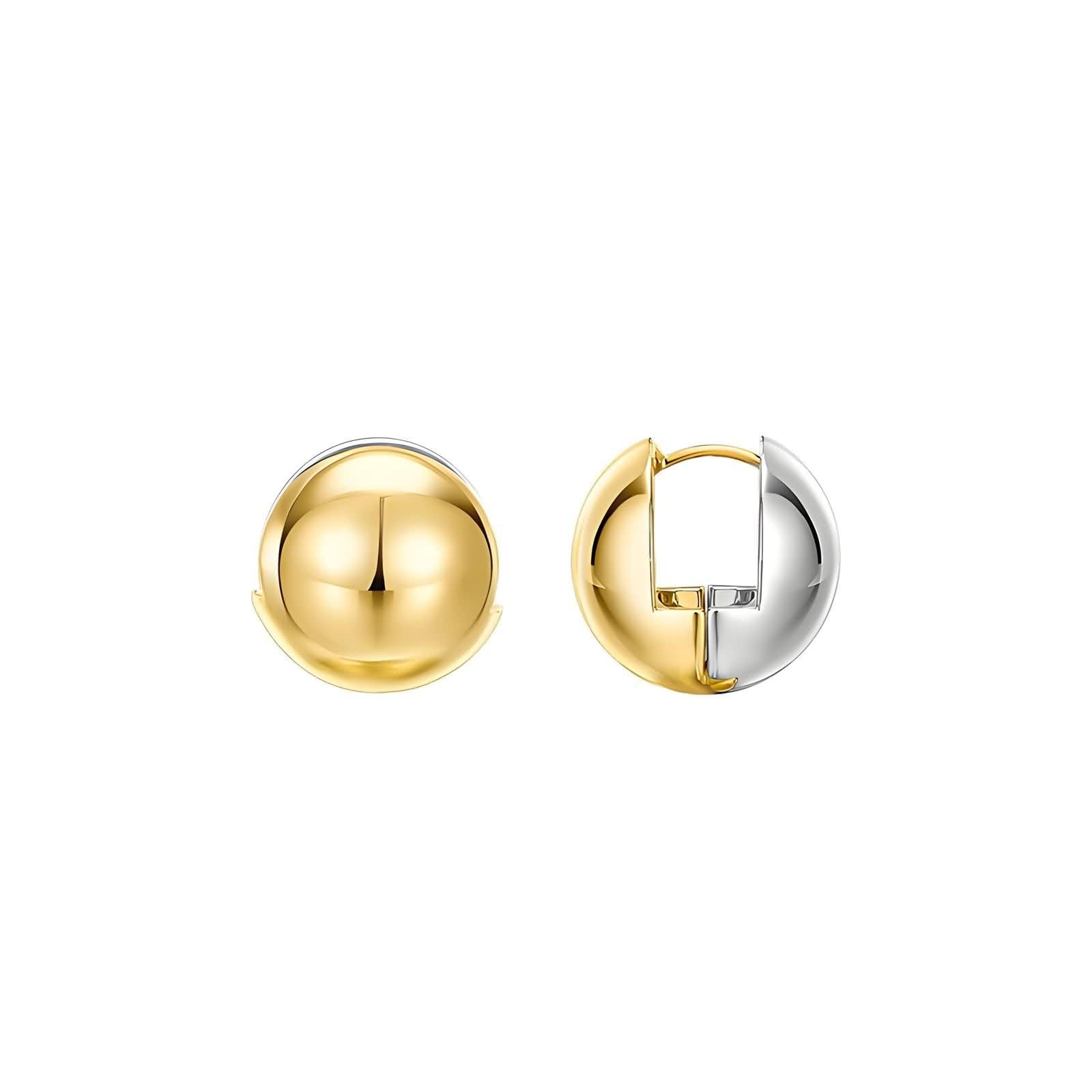 KnSam Pendientes de aro de oro amarillo 750 para mujer, tamaño doble, tamaño pequeño, oro de 18 quilates