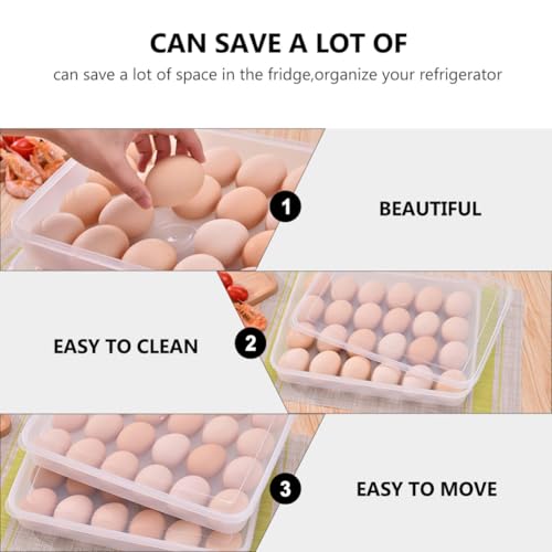 Caja de huevos de plástico transparente de 24 compartimentos con soporte protector apilable de cocina 3