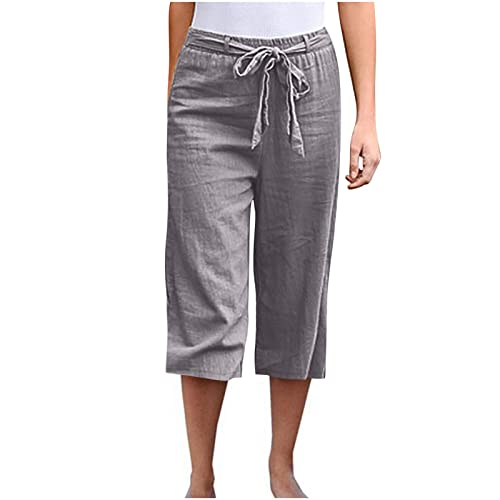 Pantalon large femme taille haute confortable à cordon de serrage