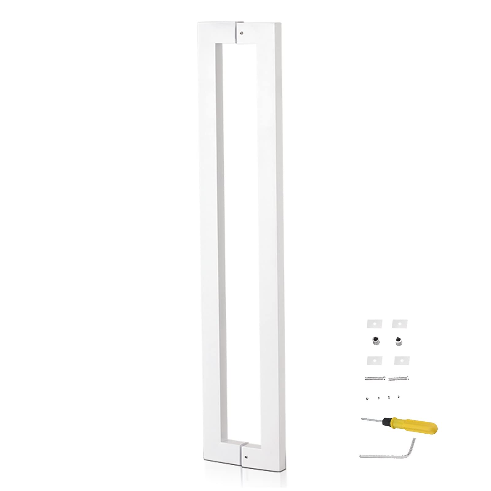 CWCQGH Door Handle Pull Push Shower Kitchen Door Pulls Door Handle Entry Door Handle with Install Fitting,Indoor Outdoor Push Pull Doors Handle for Gate Garden Sheds,White-60cm/23.6