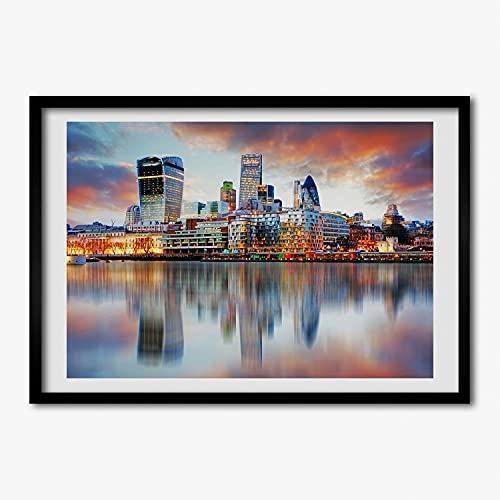 Affiche peinture de Londres sous cadre en bois haut de gamme 70x50