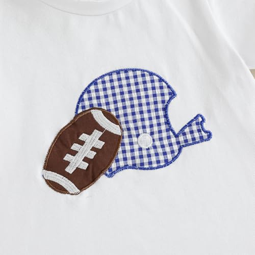 Adobabirl Toddler Baby Boy Football Outfit Rugby Embroidery Short Sleeve Tshirt with Plaid Shorts Boutique Summer Clothes4