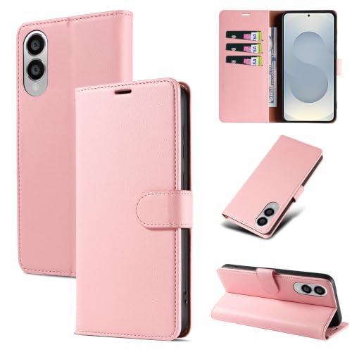 RKINC Wallet Case for Galaxy S25 Edge, 3 Card Holders, Pink