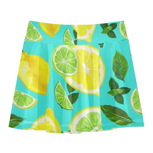 Cheer Girls' Shorts Athletic Skorts Tennis Skirts Toddler Teen Skirt Lemons Limes Green Leaves Mint 4t2