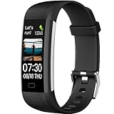 Fitness Tracker with Heart Rate Monitor, Activity Tracker Pedometer with Calorie Counter, Sleep Monitor, Smart Watch with IP68 Waterproof Sports Bracelet for Women Men (Black)