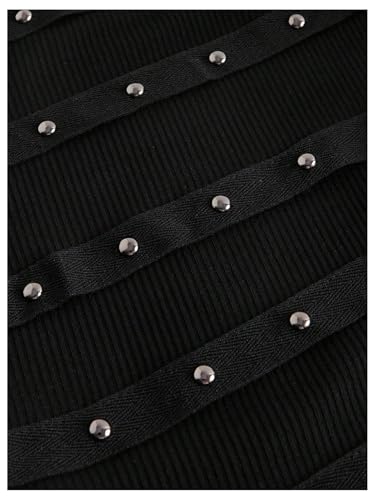 Women's Rivet Skinny Mini Skirt Y2k Ruched Studded Bodycon Party Club Going Out Skirts3