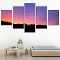 SIGNWIN 5 Panel Canvas Wall Art Sunset in The Mountains for Home Decorations Ready to Hang - 60