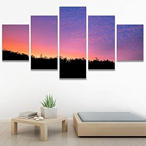 SIGNWIN 5 Panel Canvas Wall Art Sunset in...