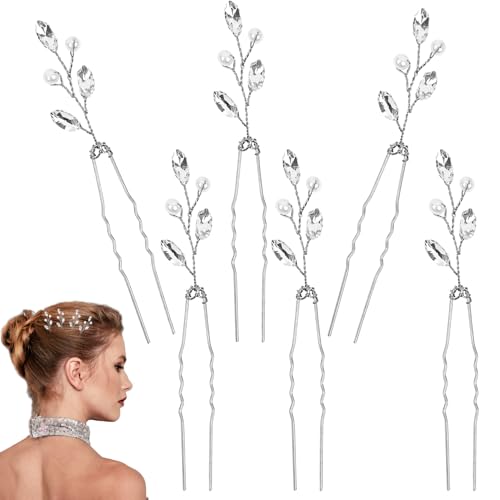 6 piezas de accesorios para el cabello de boda para mujer, elegantes accesorios para el cabello de novia, brillantes accesorios para damas de honor, invitadas, mujeres y niñas (plateados)
