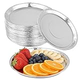 HAKZEON 50 Pack 30cm Large Aluminium Foil Serving Trays, 12 Inch Foil Pizza Platters, Multifunctional Round Baking Trays for Gatherings, Wedding Receptions and Business Functions
